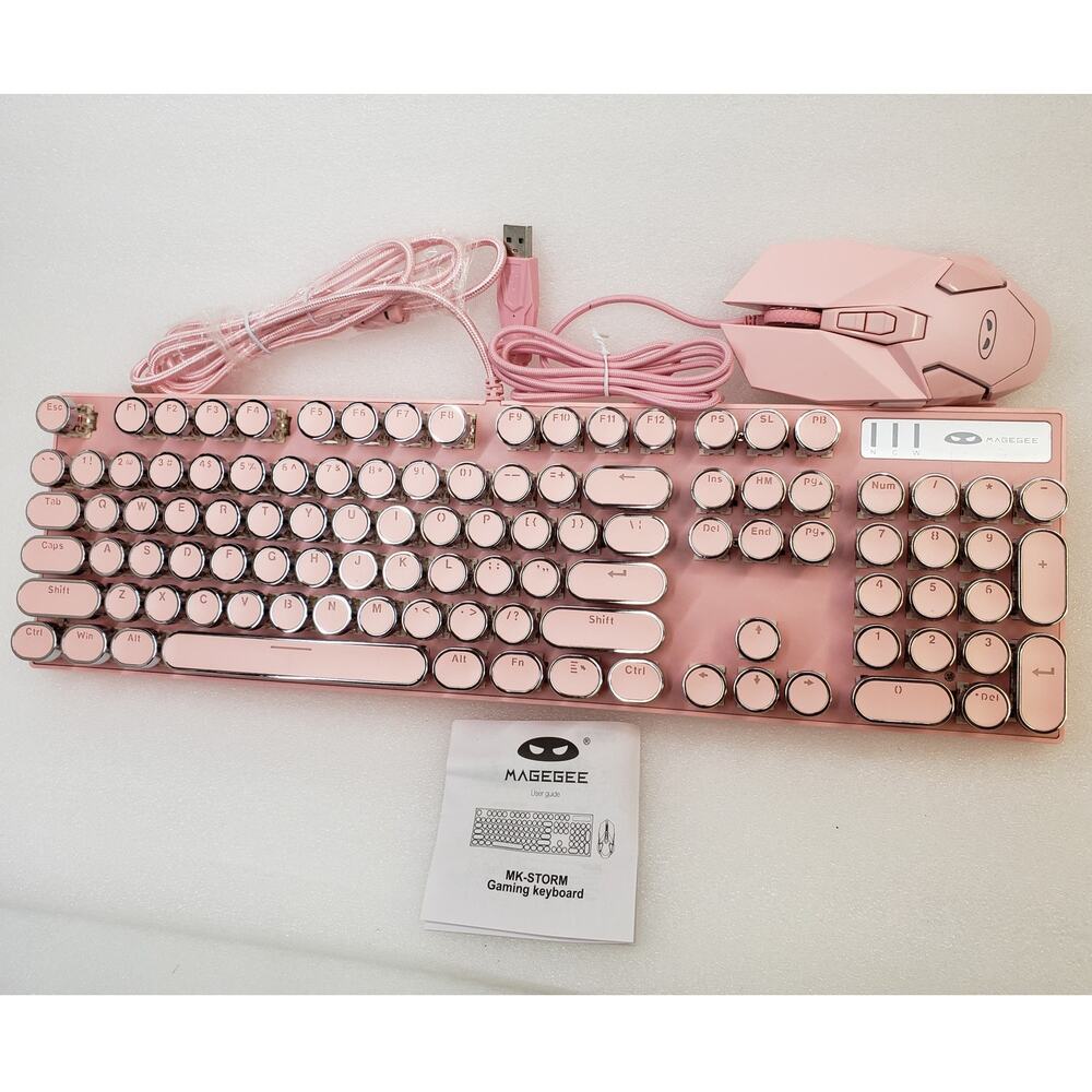 MageGee MK-STORM Retro Mechanical Keyboard & Mouse Combo (Pink)